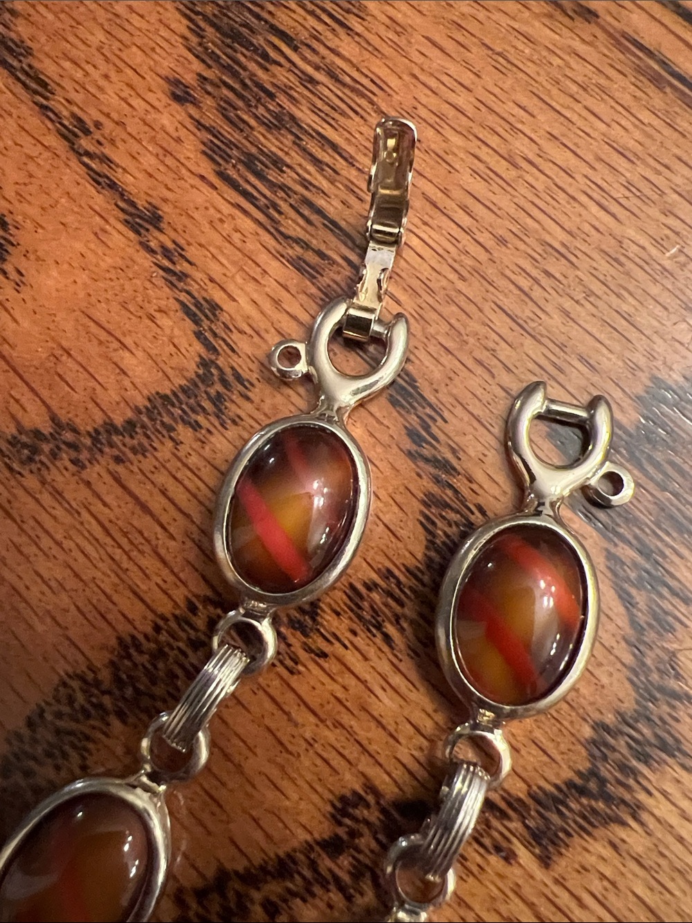 Sarah Coventry Sterling Harmony Bracelet Oval Glass Stones Vintage Jewelry - Picture 4 of 6